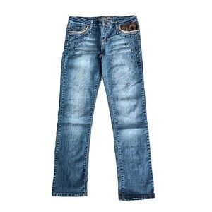 Apollo Jeans Women's Size 9/10  Studded Straight Leg Y2K 90s Embellished Pockets